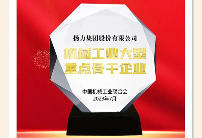 喜報丨揚(yáng)力集團(tuán)榮獲“機(jī)械工業(yè)大型重點骨干企業(yè)”！